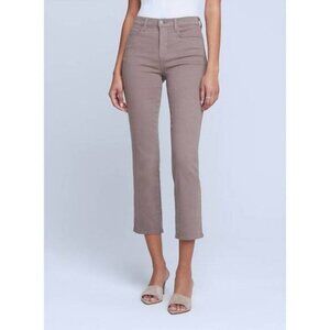 L’AGENCE Alexia High Rise Cropped Slim Cigarette Jeans Taupe 32